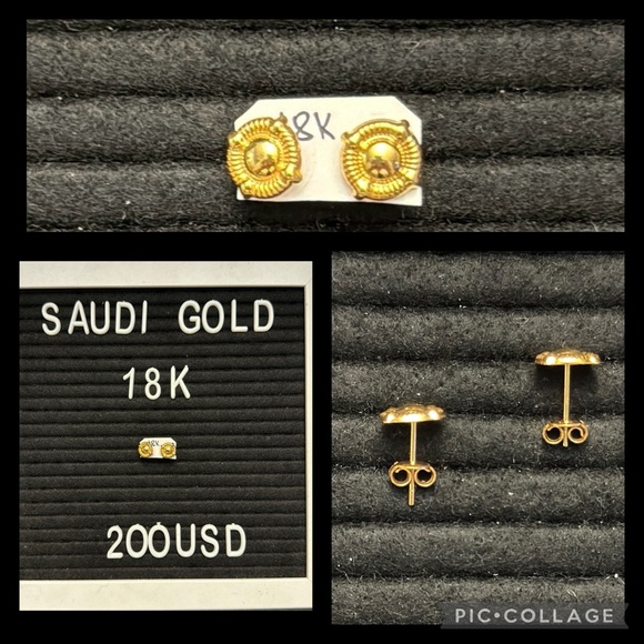 18K Saudi Gold Earrings - Picture 1 of 4